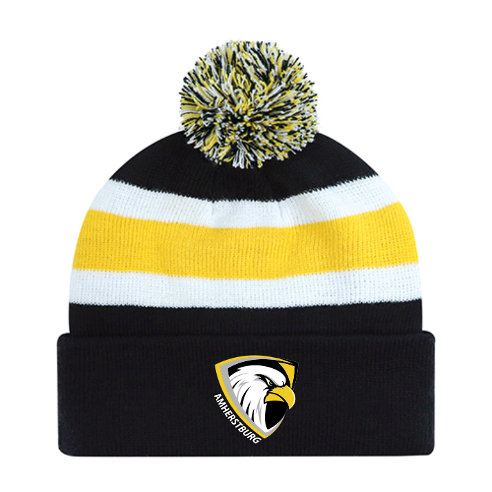 EAGLES - BLACK, GOLD, AND WHITE POM POM CUFF TOQUE
