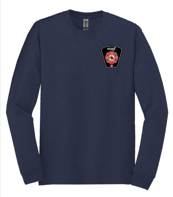 ESSEX FIRE NAVY COTTON LONG SLEEVE TEE